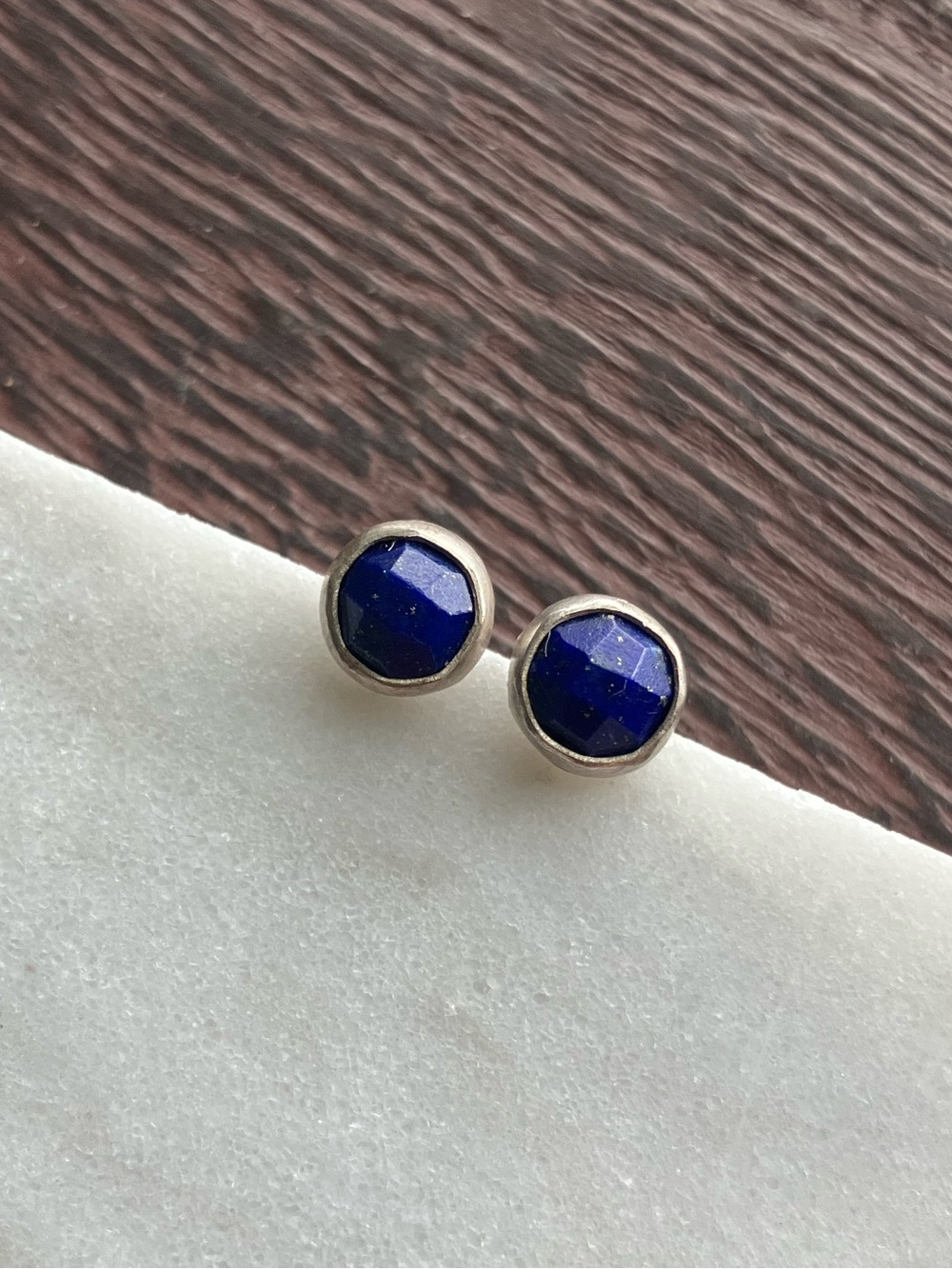 Rosecut Lapis Stud Earrings
